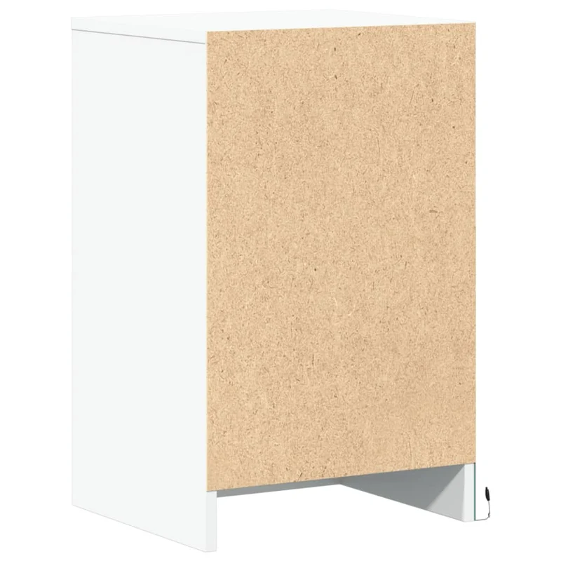 Table de chevet avec tiroir et LED 38 x 34 x 61 cm en bois d'ingénierie blanc DEC032769