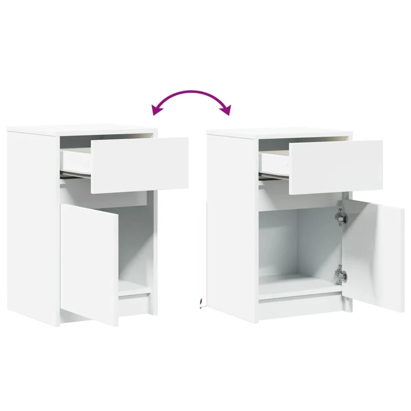 Table de chevet avec tiroir et LED 38 x 34 x 61 cm en bois d'ingénierie blanc DEC032769
