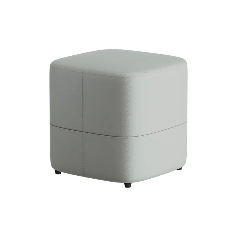 Modern Minimalist Square Faux Nappa Leather Pine Wood Low Stool Backless Armless For Living Room