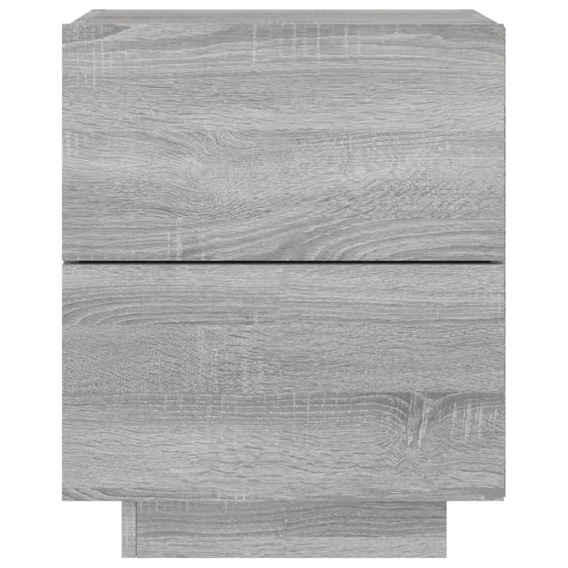 Lot de 2 tables de chevet avec tiroirs et LED 45 x 40 x 55 cm en bois d'ingénierie gris DEC032864