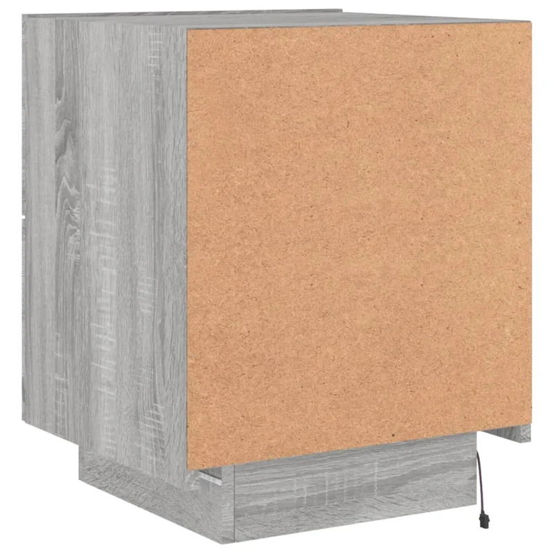 Lot de 2 tables de chevet avec tiroirs et LED 45 x 40 x 55 cm en bois d'ingénierie gris DEC032864
