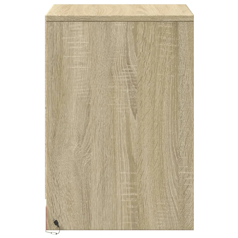 Lot de 2 tables de chevet avec tiroir et LED en bois d'ingénierie couleur chêne DEC032850