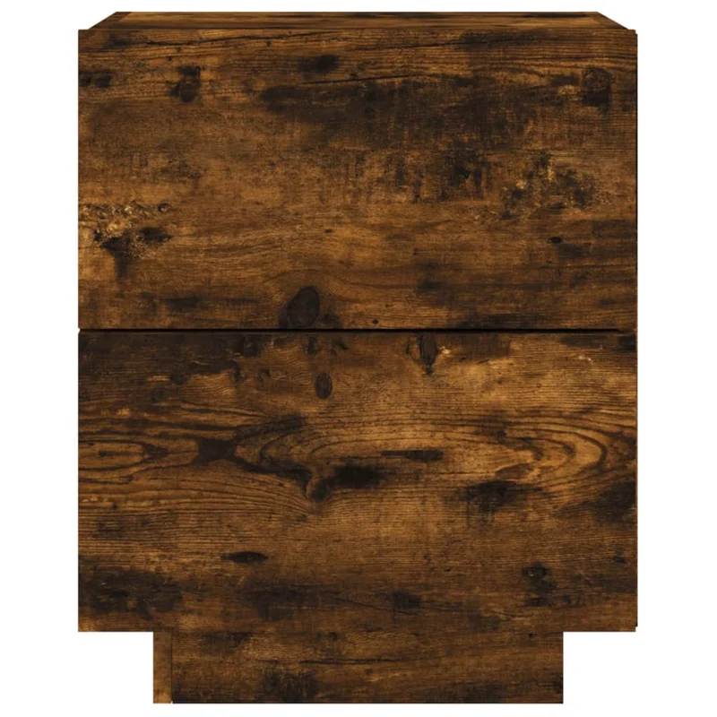 Lot de 2 tables de chevet avec tiroirs et LED 45 x 40 x 55 cm en bois d'ingénierie marron DEC032838