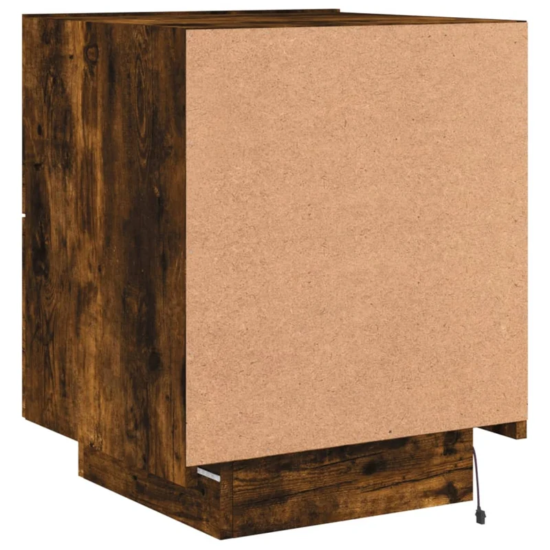 Lot de 2 tables de chevet avec tiroirs et LED 45 x 40 x 55 cm en bois d'ingénierie marron DEC032838