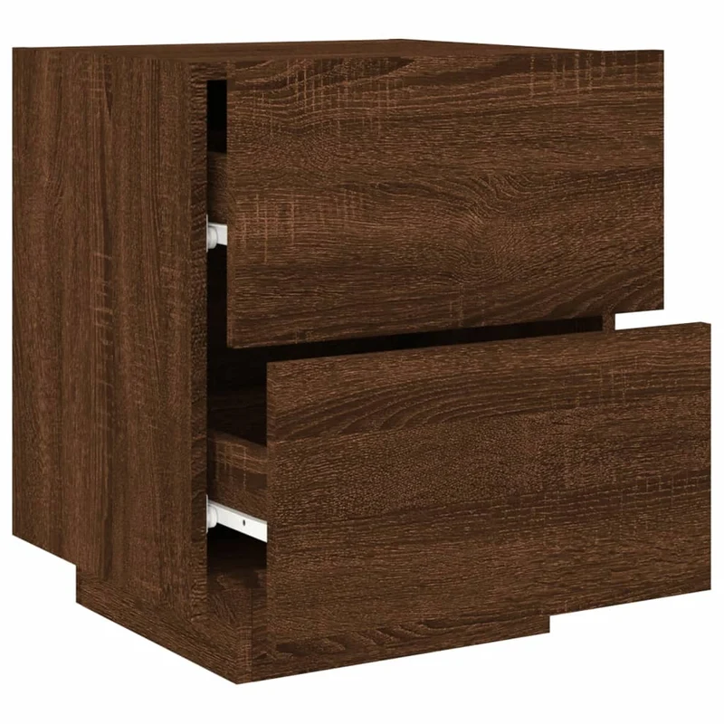 Table de chevet avec tiroirs et LED 45 x 40 x 55 cm en bois ingénierie marron DEC032794
