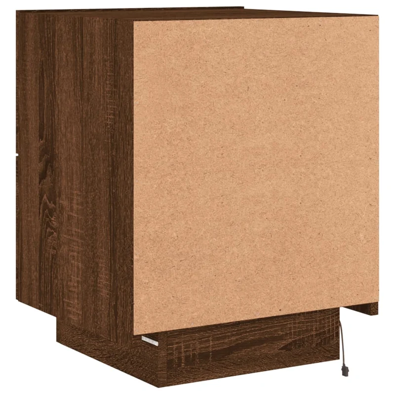 Table de chevet avec tiroirs et LED 45 x 40 x 55 cm en bois ingénierie marron DEC032794