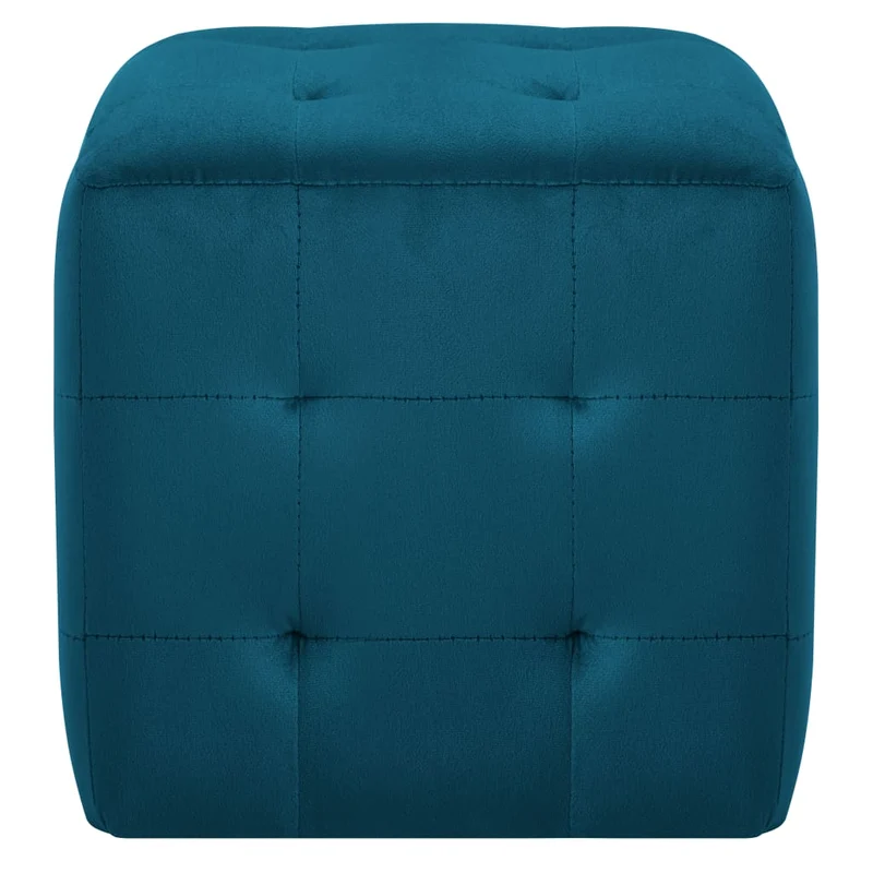 Lot de 2 tabourets poufs repose-pieds 30 x 30 x 30 cm en tissu velours bleu DEC032755