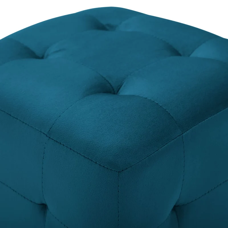 Lot de 2 tabourets poufs repose-pieds 30 x 30 x 30 cm en tissu velours bleu DEC032755