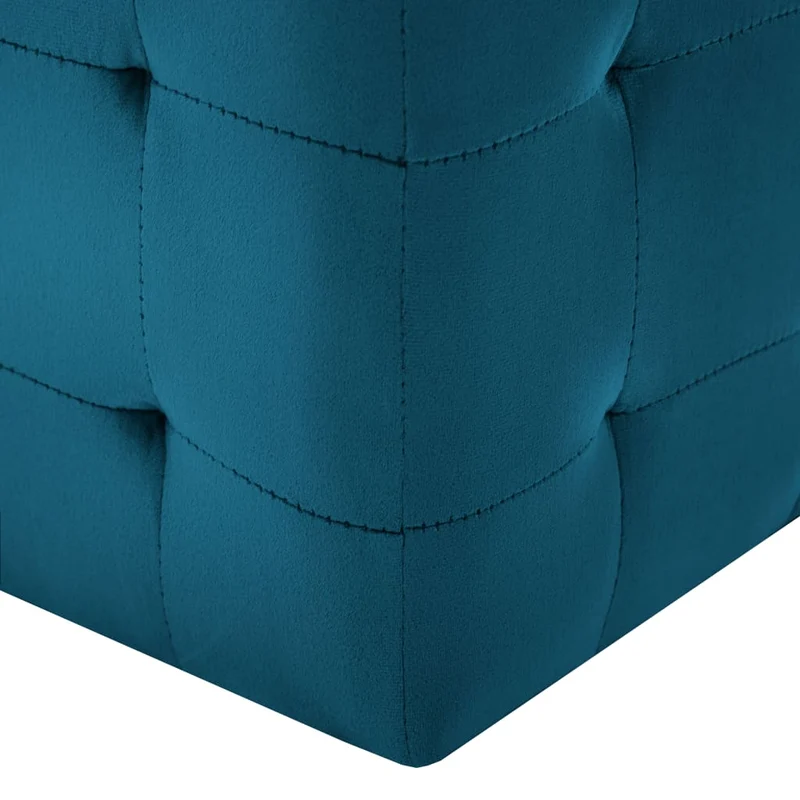 Lot de 2 tabourets poufs repose-pieds 30 x 30 x 30 cm en tissu velours bleu DEC032755