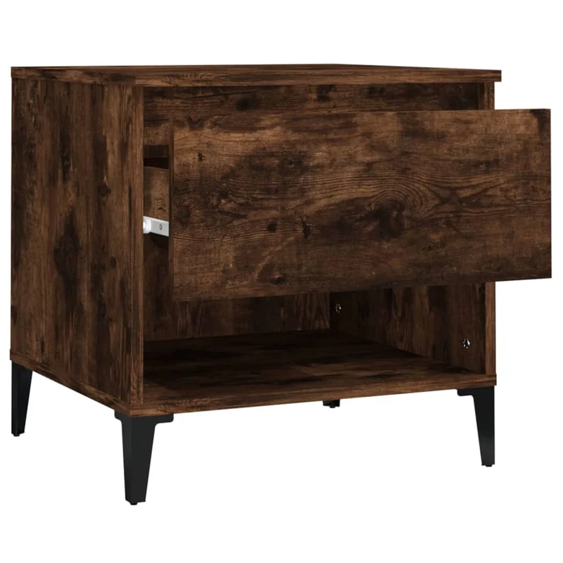 Table d'appoint meuble de salon avec tiroir 50 x 46 x 50 cm bois d'ingénierie marron et métal DEC032392