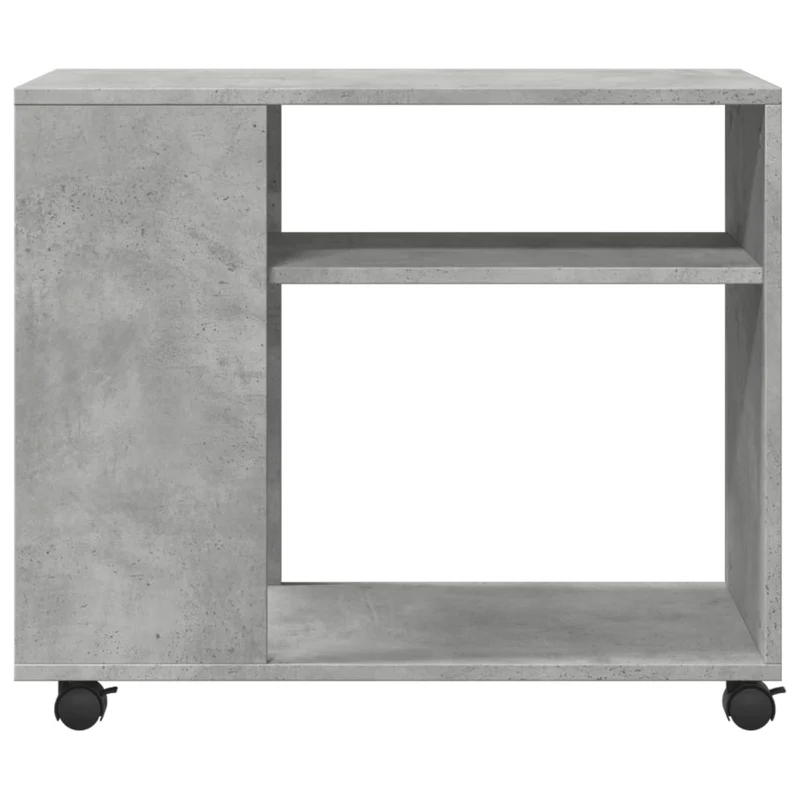 Meuble d'appoint sur roulettes avec étagères 70 x 35 x 60 cm en bois d'ingénierie gris DEC032333