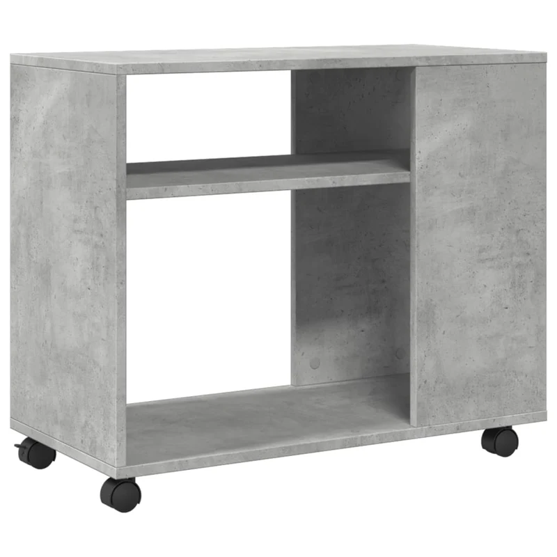 Meuble d'appoint sur roulettes avec étagères 70 x 35 x 60 cm en bois d'ingénierie gris DEC032333