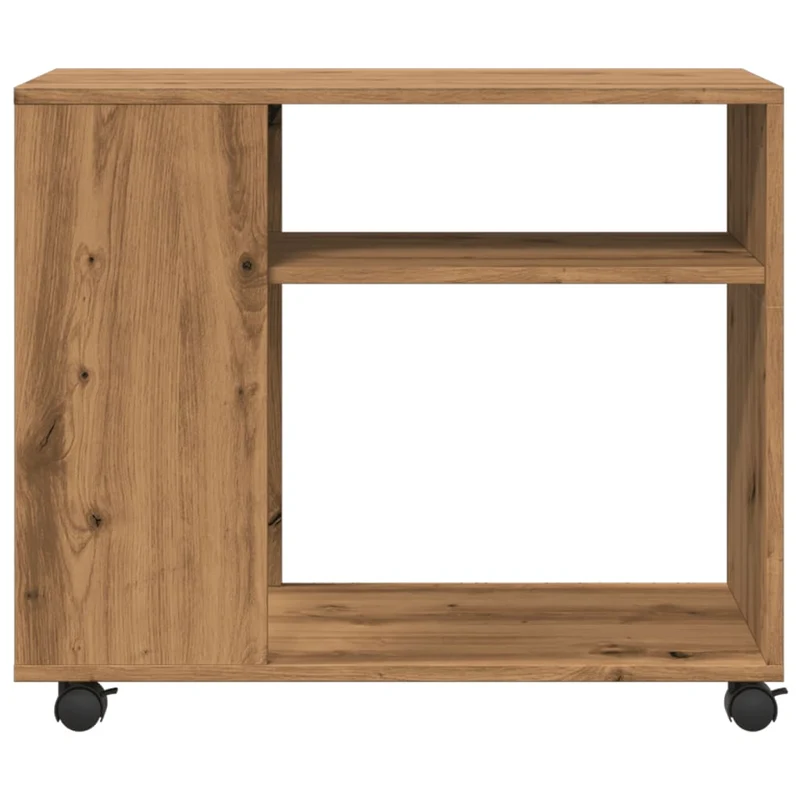 Meuble d'appoint console sur roulettes avec étagères 70 x 35 x 60 cm en bois d'ingénierie brun DEC032326