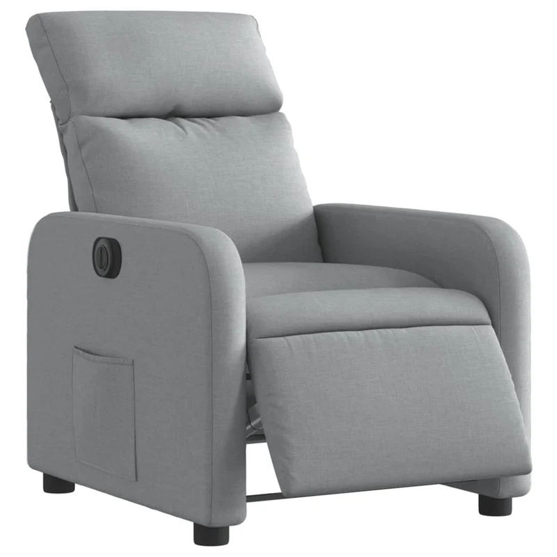 Fauteuil relax TV fonction d'inclinaison électrique très confortable en tissu gris clair DEC028311