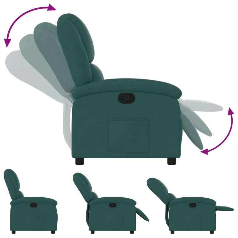Fauteuil relax TV rembourrage confortable fonction d'inclinaison manuelle en tissu vert foncé DEC028227