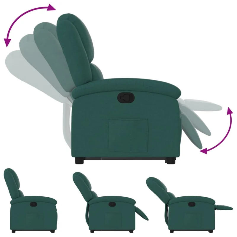 Fauteuil relax TV rembourrage confortable fonction de levage électrique en tissu vert foncé DEC028226