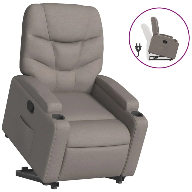 Fauteuil relax TV rembourrage confortable fonction de levage électrique en tissu taupe DEC028190