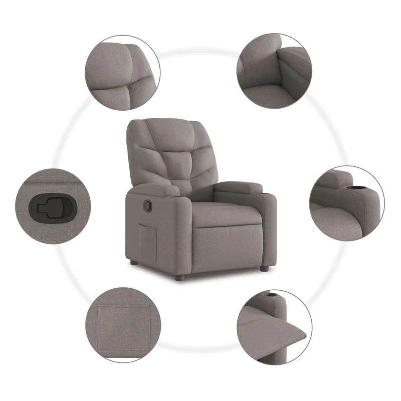 Fauteuil relax TV rembourrage confortable fonction de levage électrique en tissu taupe DEC028190