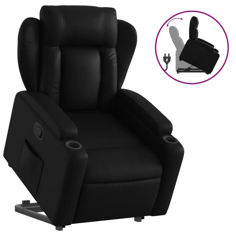 Fauteuil relax TV rembourrage confortable fonction de levage électrique en PVC noir DEC028088