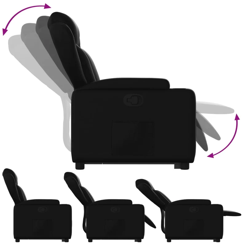 Fauteuil relax TV rembourrage confortable fonction de levage électrique en PVC noir DEC028088