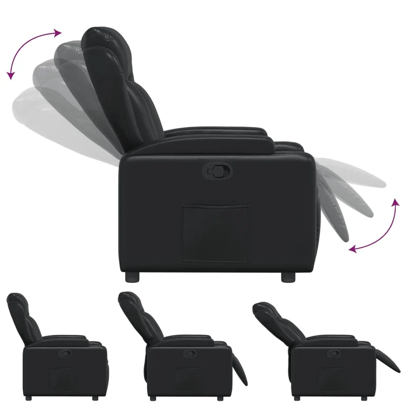 Fauteuil relax TV rembourrage confortable fonction d'inclinaison manuelle en PVC noir DEC028085