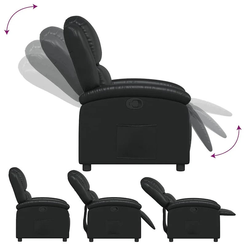 Fauteuil relax TV rembourrage confortable fonction d'inclinaison manuelle en PVC noir DEC028080