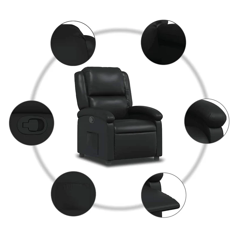 Fauteuil relax TV rembourrage confortable fonction d'inclinaison manuelle en PVC noir DEC028080
