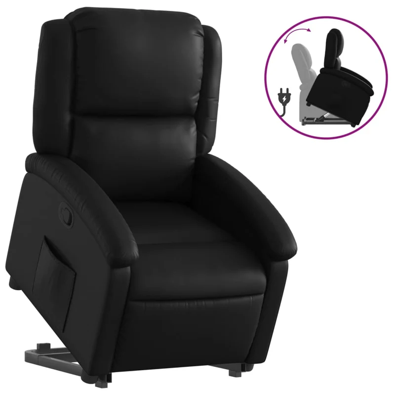 Fauteuil relax TV rembourrage confortable fonction de levage électrique en PVC noir DEC028070