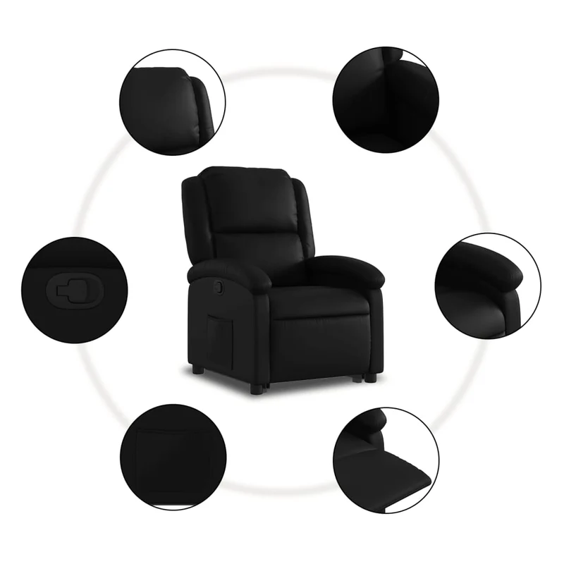 Fauteuil relax TV rembourrage confortable fonction de levage électrique en PVC noir DEC028070