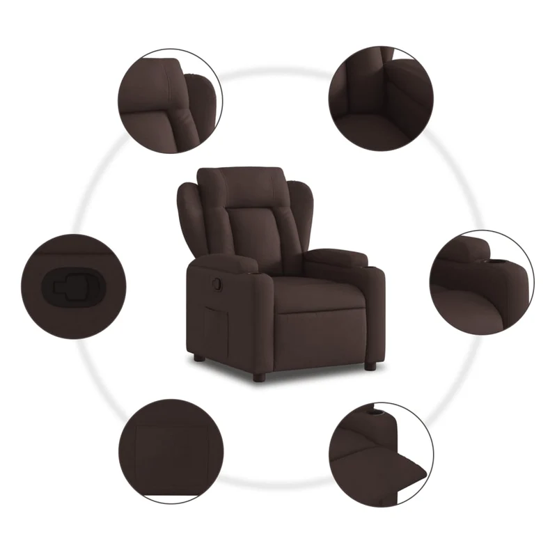 Fauteuil relax TV rembourrage confortable fonction d'inclinaison manuelle en tissu marron foncé DEC027996