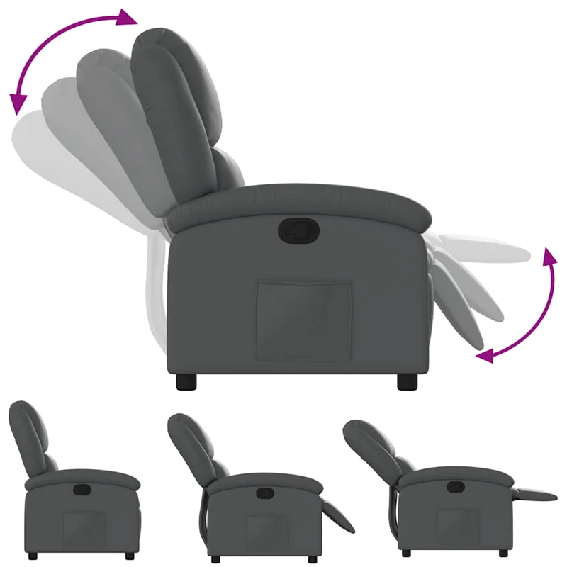 Fauteuil relax TV rembourrage confortable fonction d'inclinaison manuelle en PVC gris DEC027967