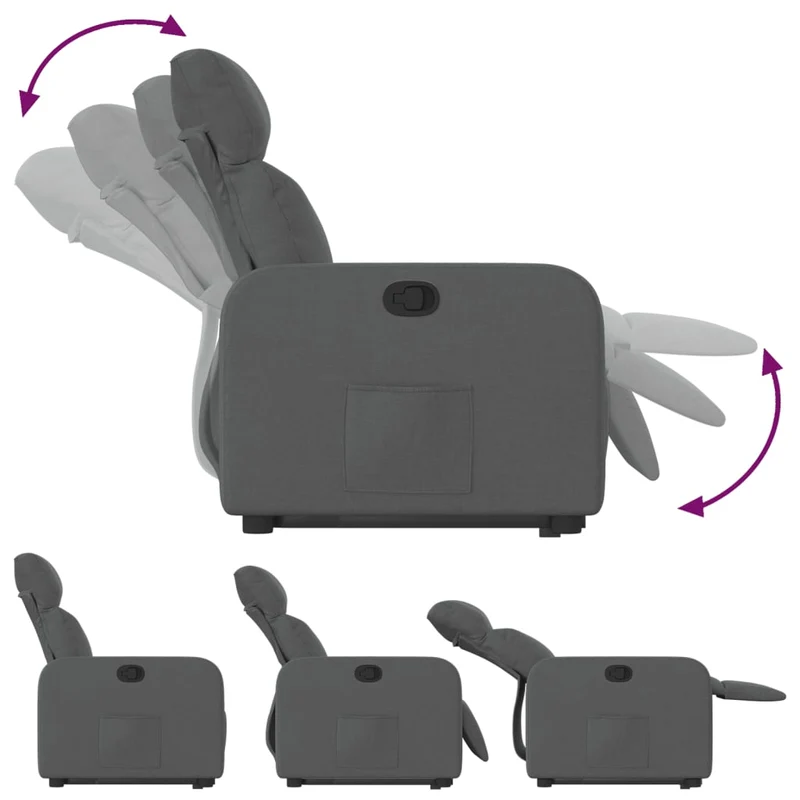 Fauteuil relax TV rembourrage confortable fonction de levage électrique en tissu gris foncé DEC027959