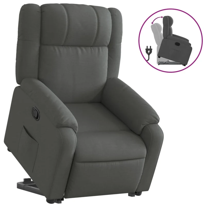 Fauteuil relax TV rembourrage confortable fonction de levage électrique en tissu gris foncé DEC027932