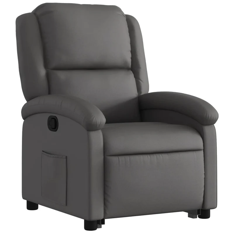 Fauteuil relax TV rembourrage confortable fonction de levage électrique en cuir véritable gris DEC027924