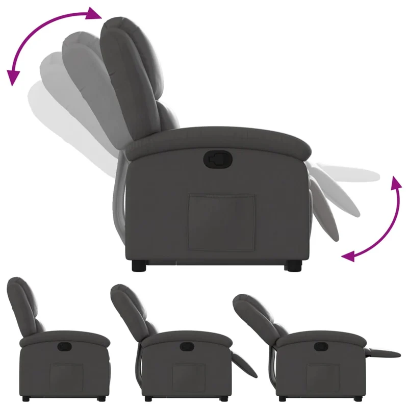 Fauteuil relax TV rembourrage confortable fonction de levage électrique en cuir véritable gris DEC027924