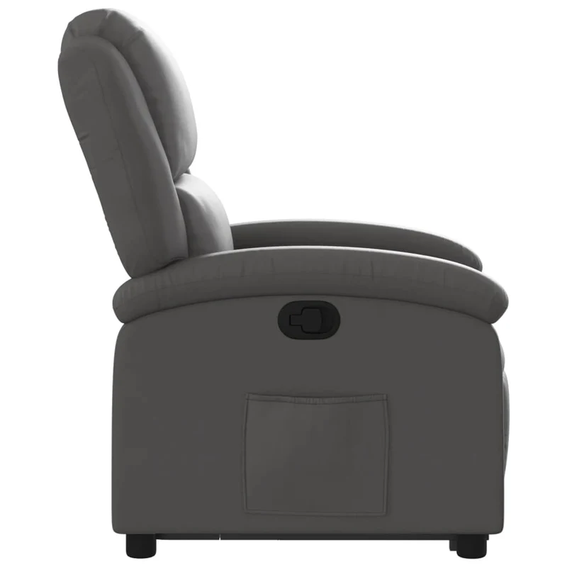Fauteuil relax TV rembourrage confortable fonction de levage électrique en cuir véritable gris DEC027924
