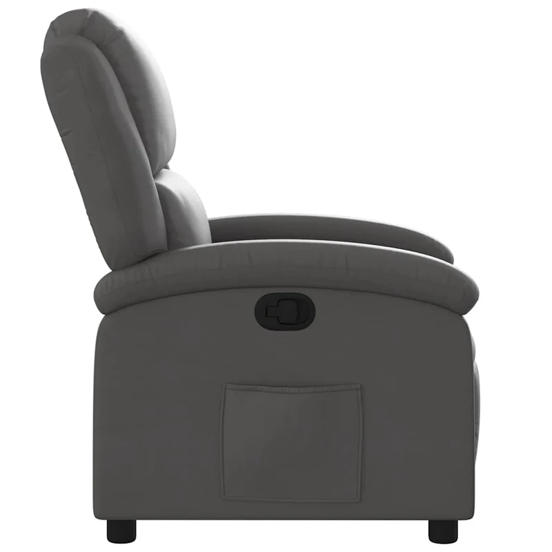 Fauteuil relax TV rembourrage confortable fonction d'inclinaison manuelle en cuir véritable gris DEC027923