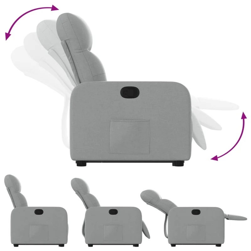 Fauteuil relax TV rembourrage confortable fonction de levage électrique en tissu gris clair DEC027912