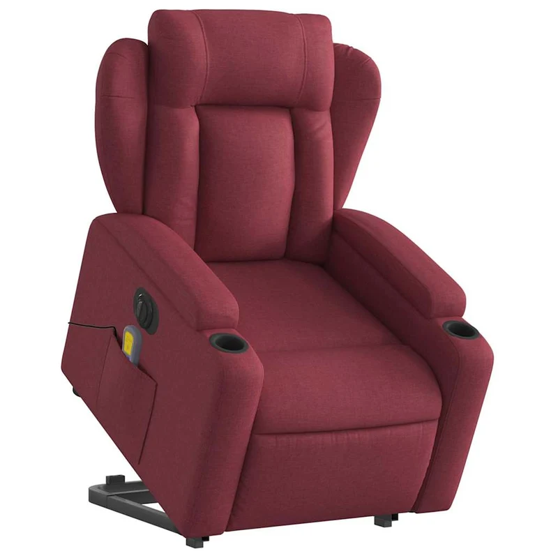 Fauteuil de relaxation fonction massage et inclinable en tissu rouge bordeaux DEC027843