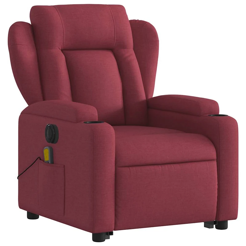 Fauteuil de relaxation fonction massage et inclinable en tissu rouge bordeaux DEC027843