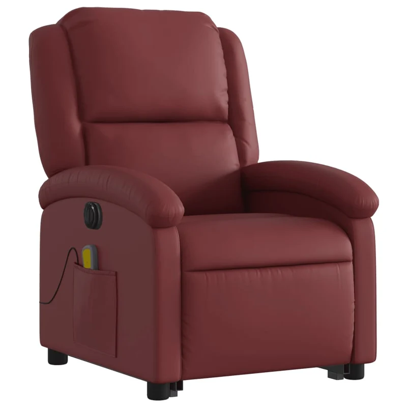 Fauteuil de relaxation fonction massage et inclinable en PVC rouge bordeaux DEC027829