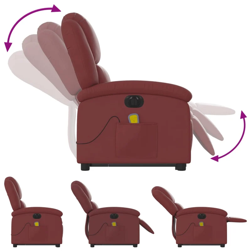 Fauteuil de relaxation fonction massage et inclinable en PVC rouge bordeaux DEC027829