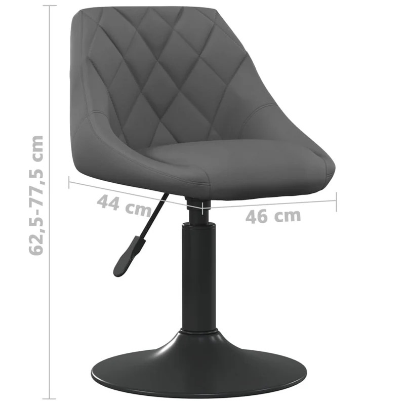 Lot de 2 chaises de salle à manger pivotantes en velours gris foncé et cadre en acier noir DEC025192
