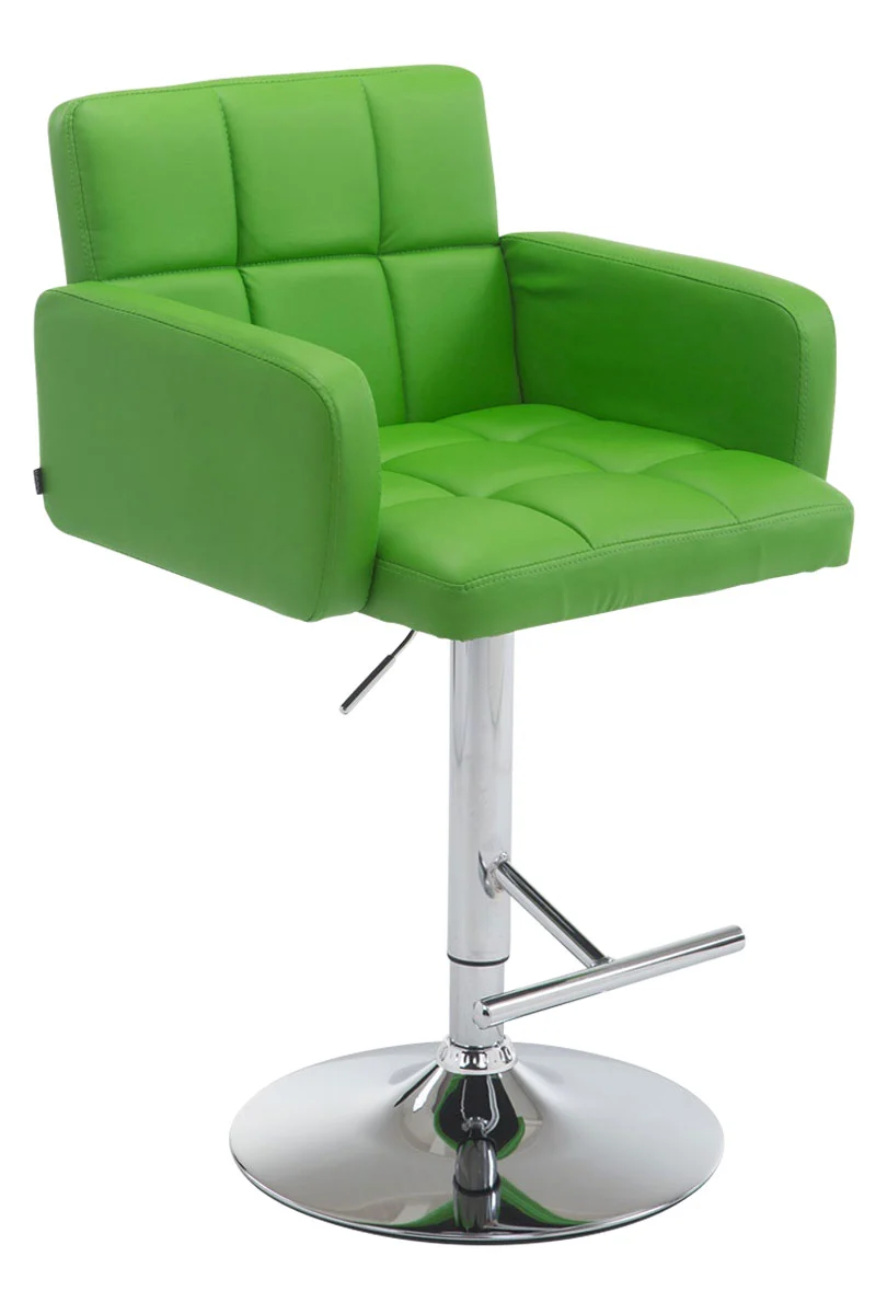 Tabouret de bar x1 avec accoudoirs et dossier confortable en synthétique vert pieds métal chromé TDB10483