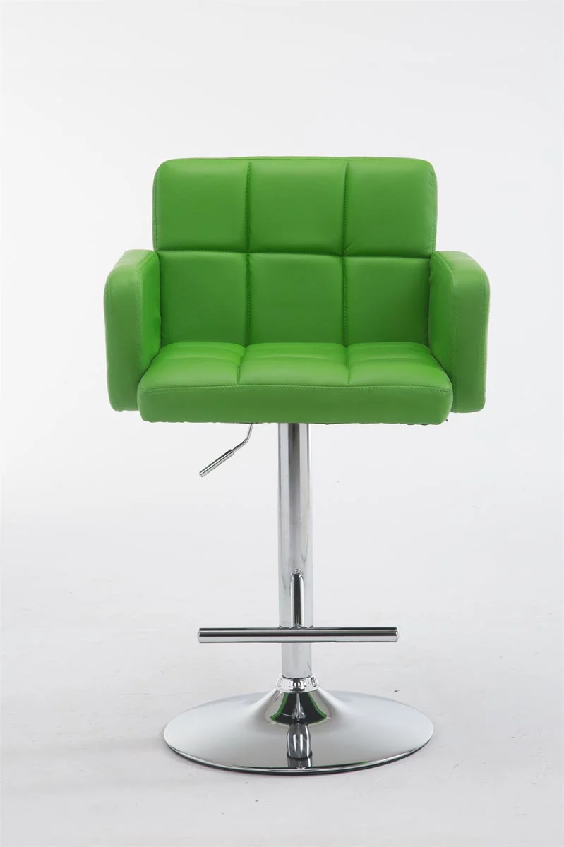 Tabouret de bar x1 avec accoudoirs et dossier confortable en synthétique vert pieds métal chromé TDB10483