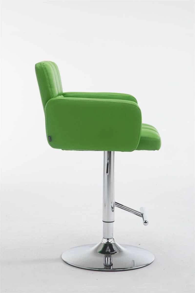 Tabouret de bar x1 avec accoudoirs et dossier confortable en synthétique vert pieds métal chromé TDB10483