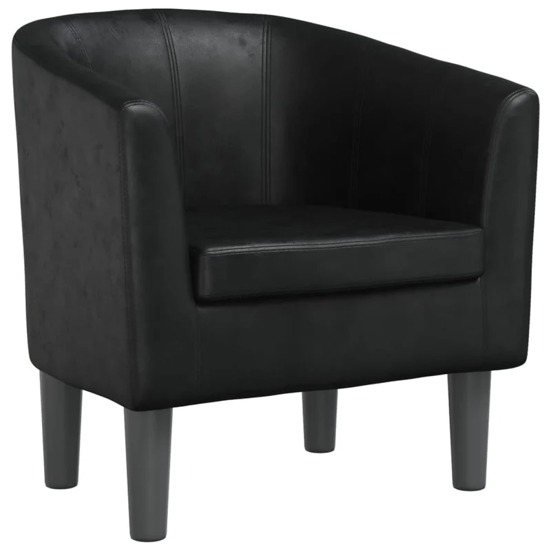 Fauteuil lounge design et moderne dossier arrondi en PVC noir DEC028655