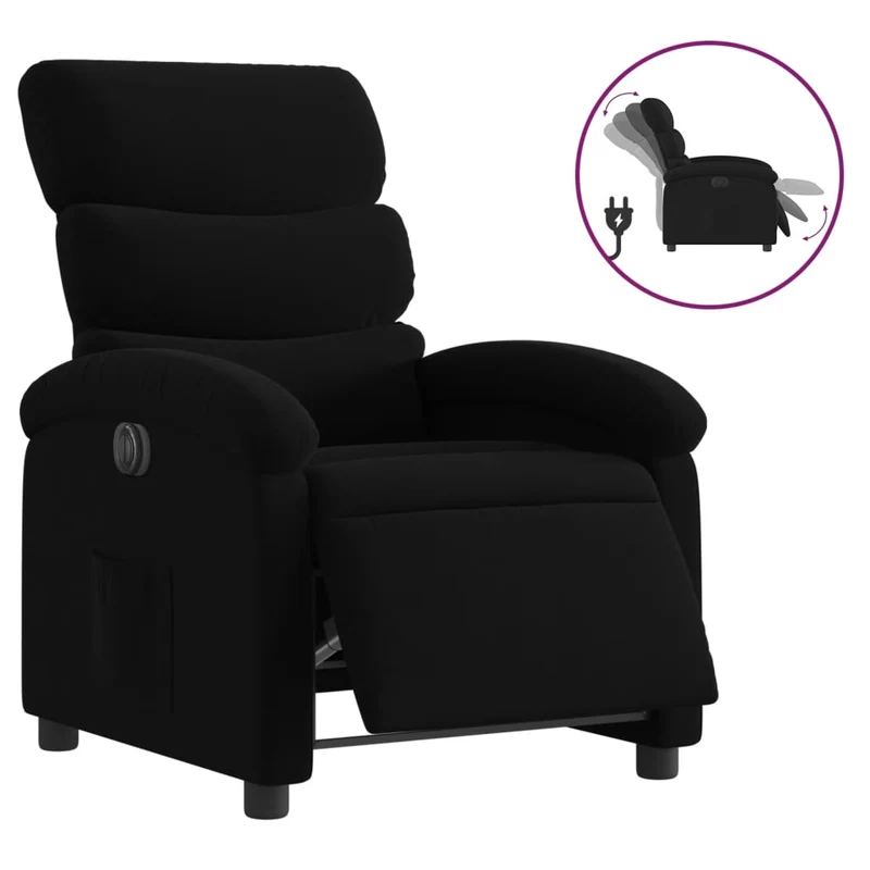 Fauteuil relax TV fonction d'inclinaison électrique très confortable en tissu noir DEC028508