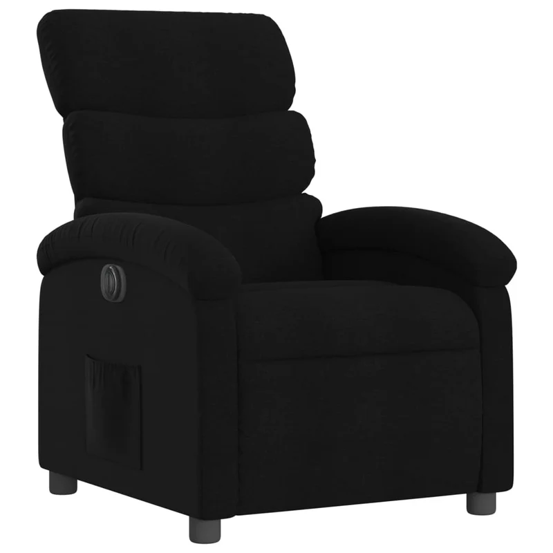 Fauteuil relax TV fonction d'inclinaison électrique très confortable en tissu noir DEC028508