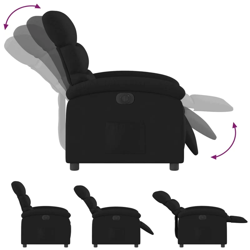 Fauteuil relax TV fonction d'inclinaison électrique très confortable en tissu noir DEC028508